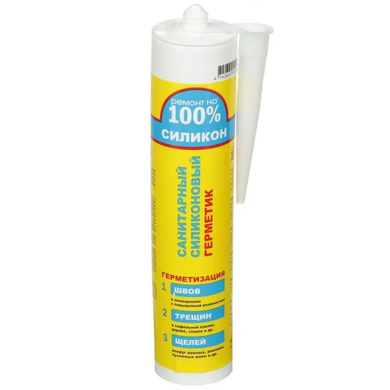 Ремонт на 100% S герметик силиконовый санитарный бесцветный 260ML