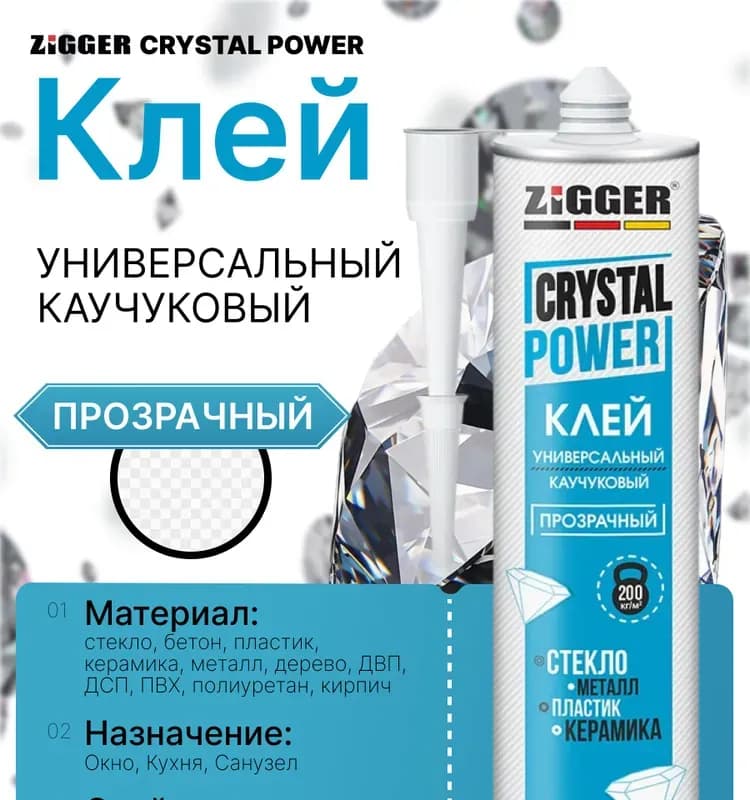 Зиггер клей каучуковый универсальный прозрачный