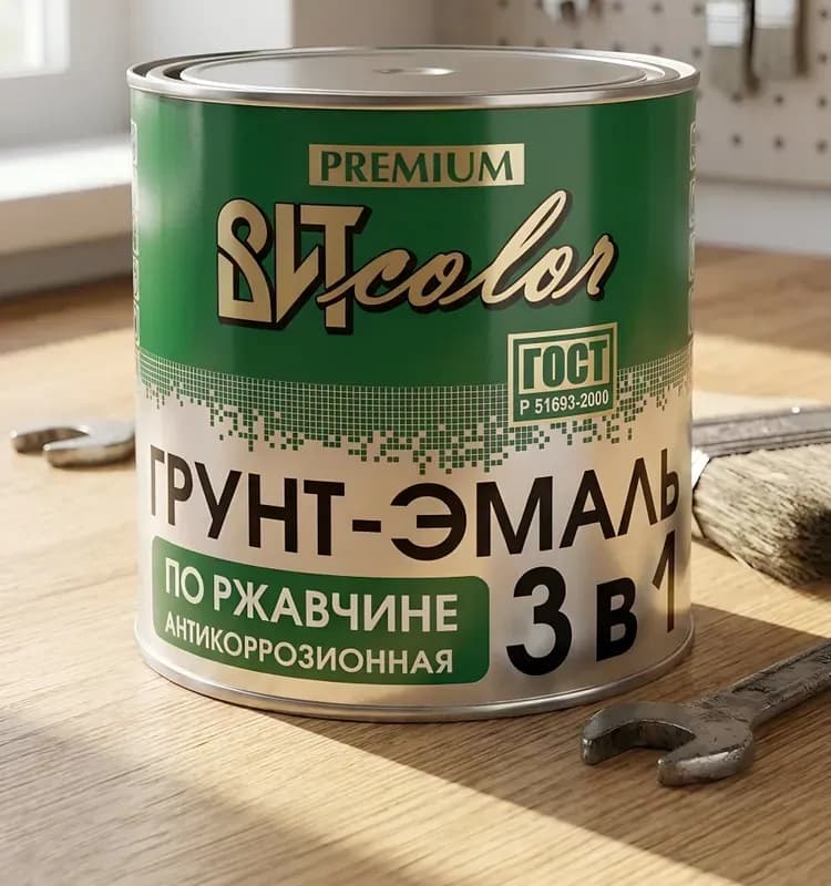 Декоративная грунт-эмаль краска. Серый цвет.