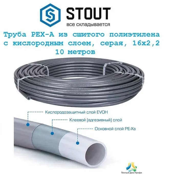 Stout труба PEX серый 16×2,0