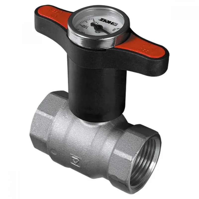 Hansa Кран шаровый с термометром 1" красный