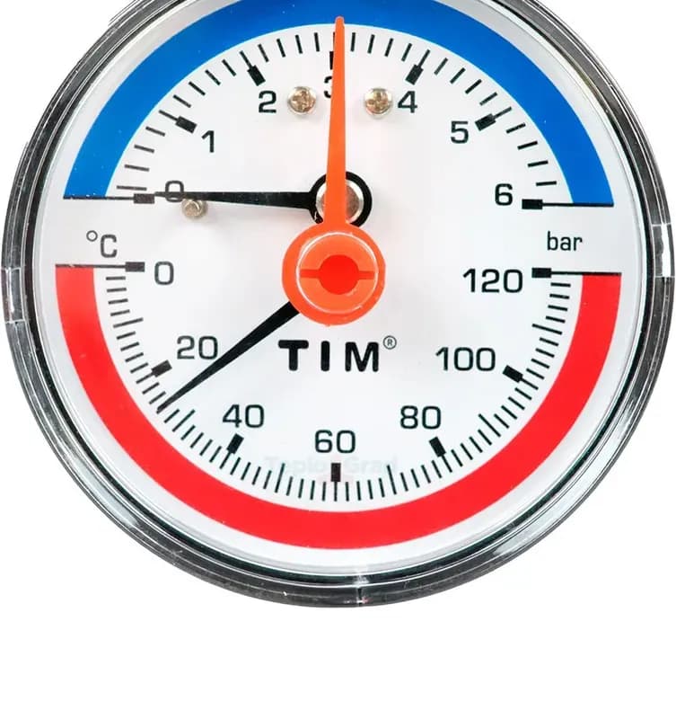 TIM Термоманометр горизонтальный 6 бар- 63 мм