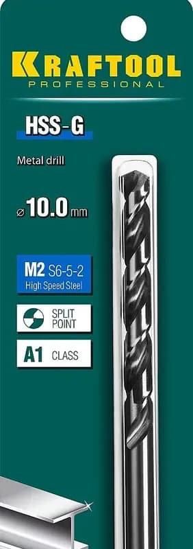 Сверло по металлу : (10 mm) Сталь М2 (P6M5), технология fully ground, жёлтое покрытие