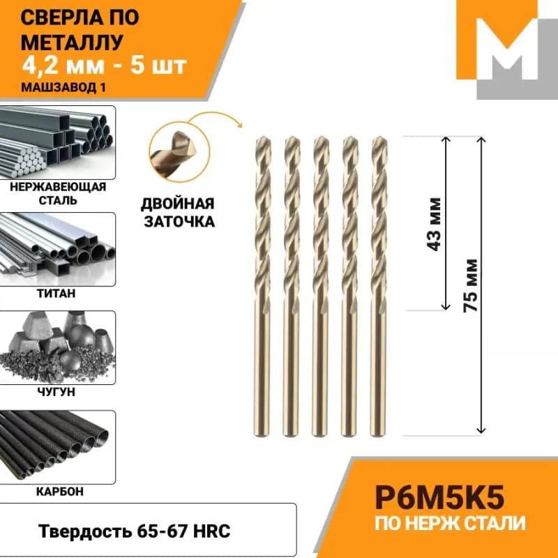 Сверло по металлу 4,2 мм кобальтовый