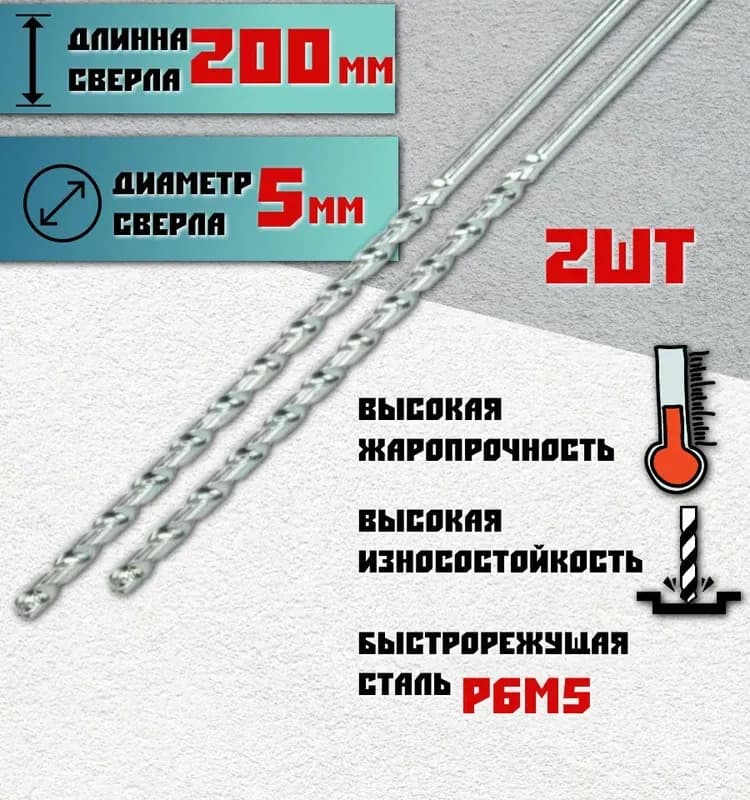 Сверло спиральное по металлу 5×300 мм