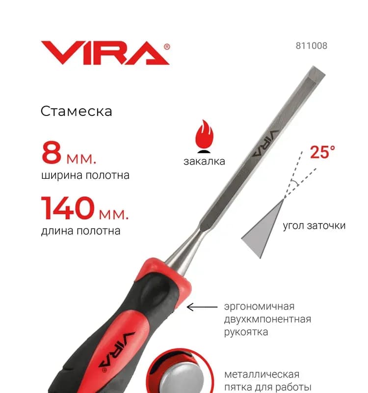 Стамеска столярная 8 мм