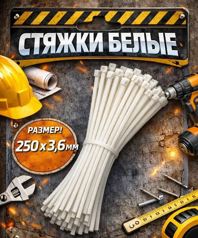 Хомут кабельный белый 36×250 ММ