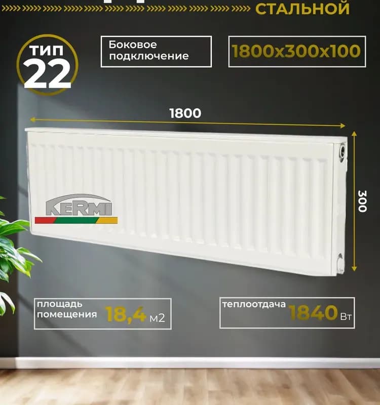 Kermi радиатор панельный боковой 22/200×2000