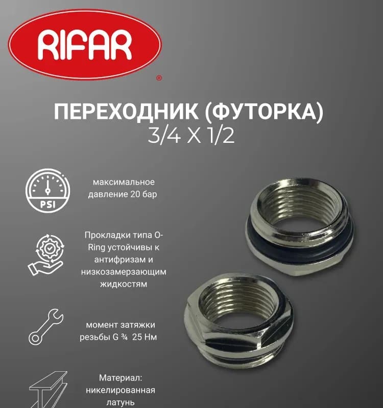 Футорка для радиатора монолит 3/4"-1/2"