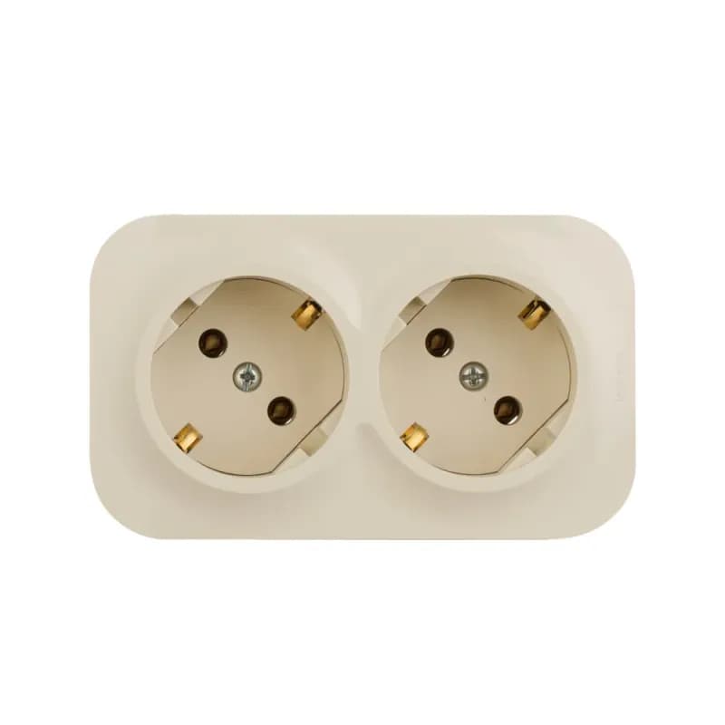 Блок силовой (2 розетки) Legrand Quteo (782263) открытый, заземление IP20, слоновая кость