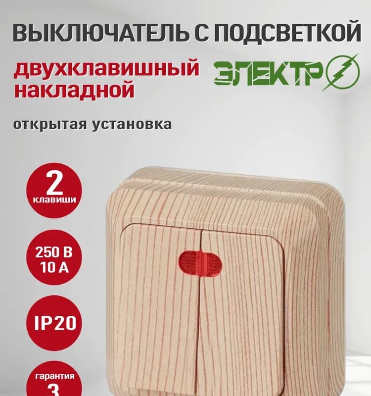 Выключатель двухклавишный Айгер белый/электро