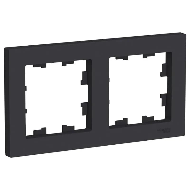Рамка Schneider Electric Atlas Design ATN001002 двухместная универсальная карбон