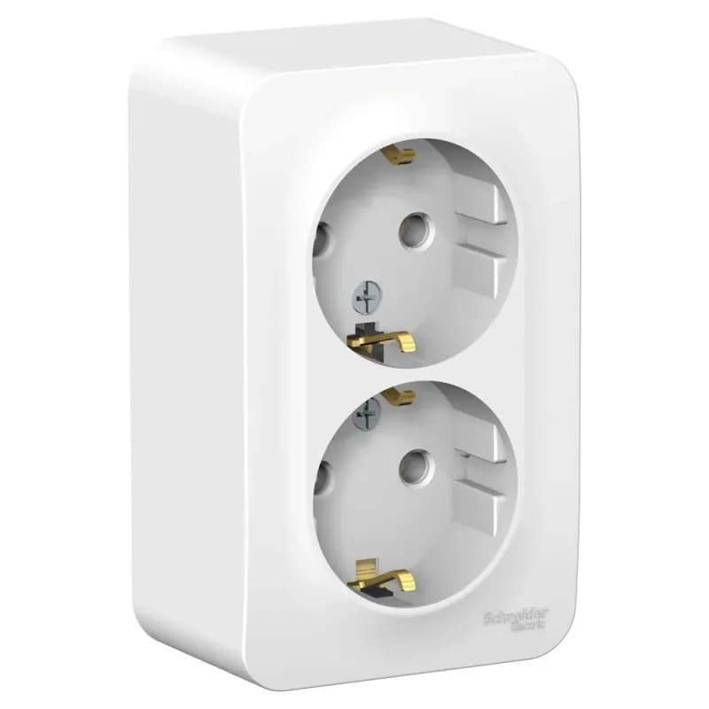 Розетка (2 розетки) Schneider Electric Blanca (BLNRA010211) открытая с заземлением IP20 белый